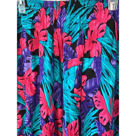 ALFRED DUNNER Womens 14 Tropical Midi Skirt Floral Vintage USA Made Cruise Beach - Picture 5 of 6